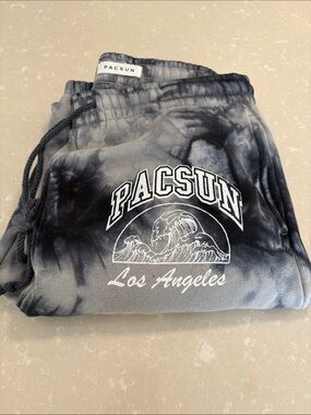 PacSun Black & Gray Tie-Dye Joggers with Los Angeles Wave Logo
